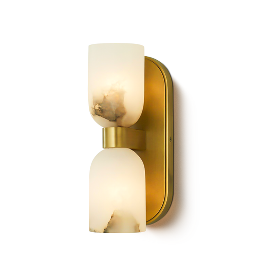 Modern Marble Glass Double Wall Sconce – Gold or Black Finish