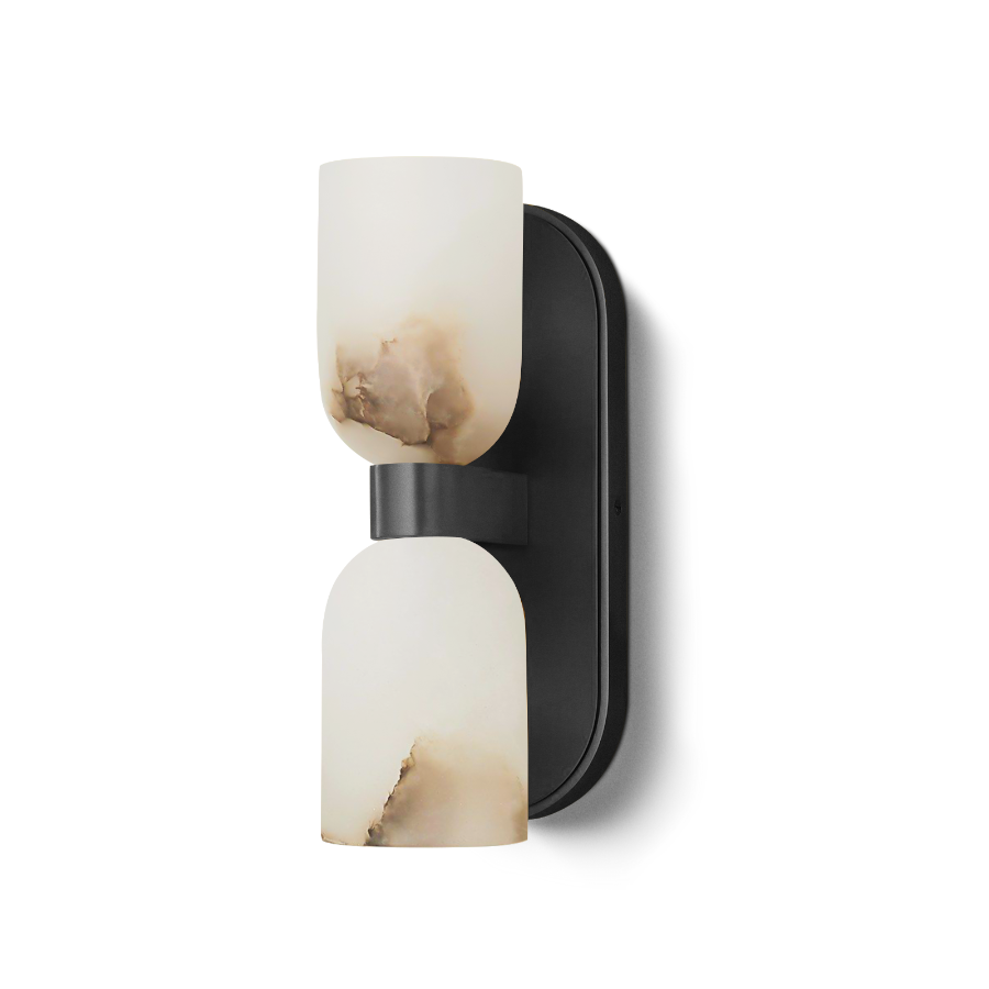 Modern Marble Glass Double Wall Sconce – Gold or Black Finish