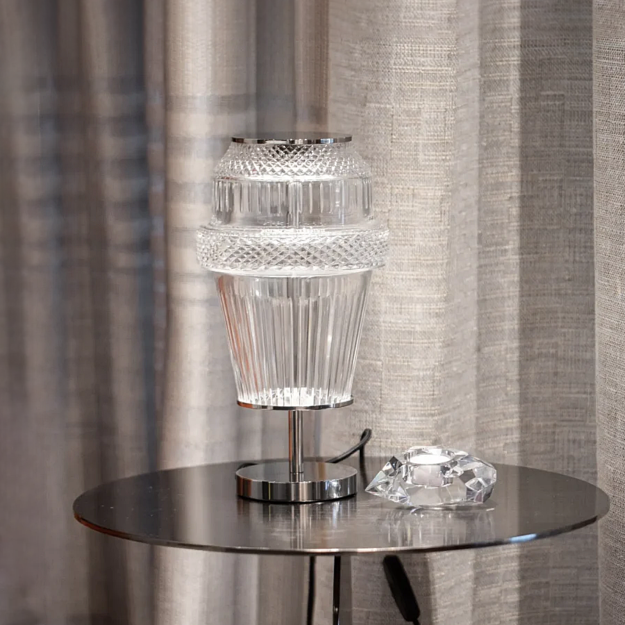 Modern Chrome Crystal Table Lamp