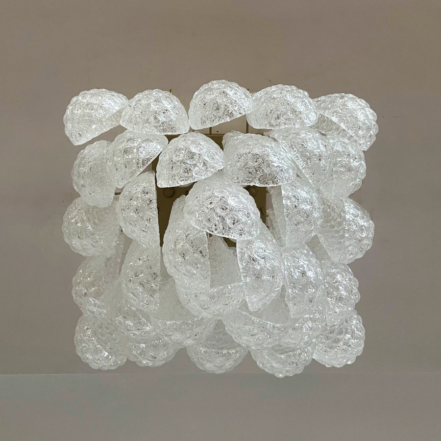 Mid-Century Pink Petal Glass Flush Mount Ceiling Light