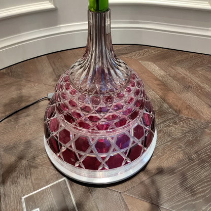18-Light Amethyst & Yellow-Green Crystal Chandelier with Flannel Gray Shades