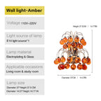 Amber Purple Crystal Teardrop Wall Sconce Pendant Light