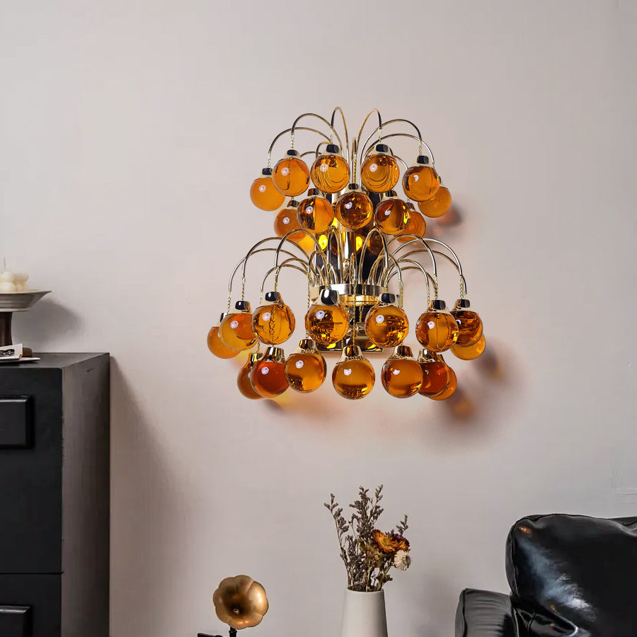 Amber Purple Crystal Teardrop Wall Sconce Pendant Light