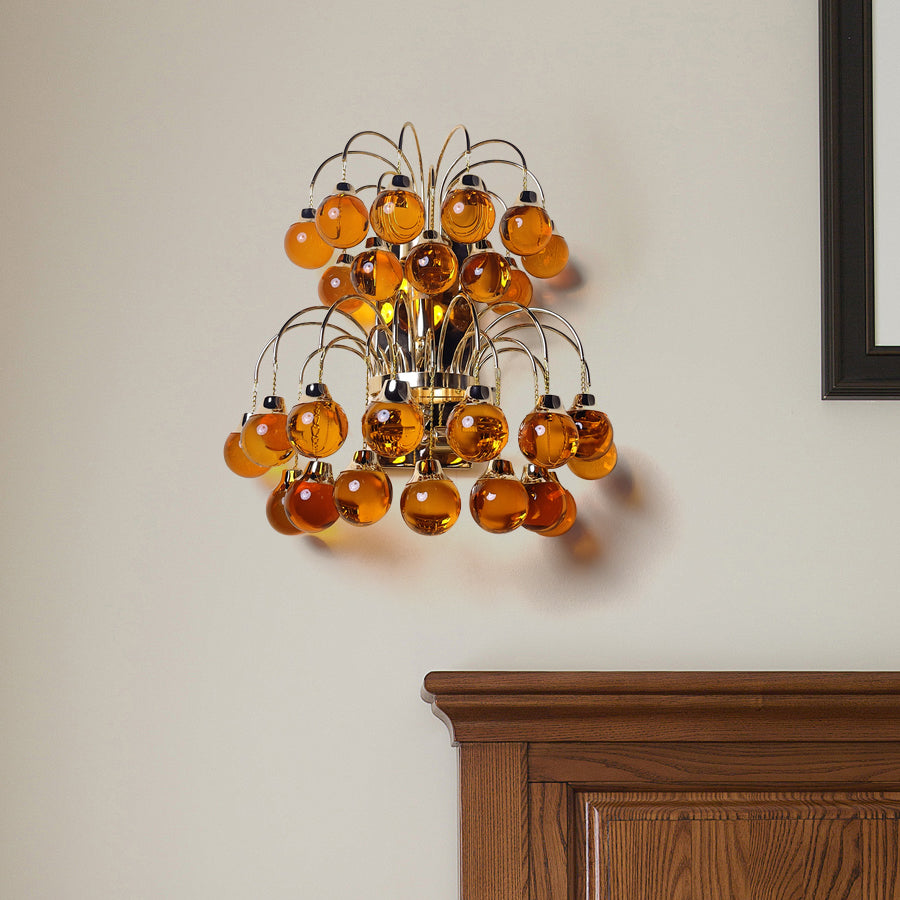 Amber Purple Crystal Teardrop Wall Sconce Pendant Light