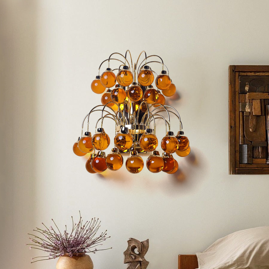 Amber Purple Crystal Teardrop Wall Sconce Pendant Light