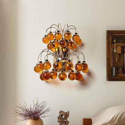 Amber Purple Crystal Teardrop Wall Sconce Pendant Light