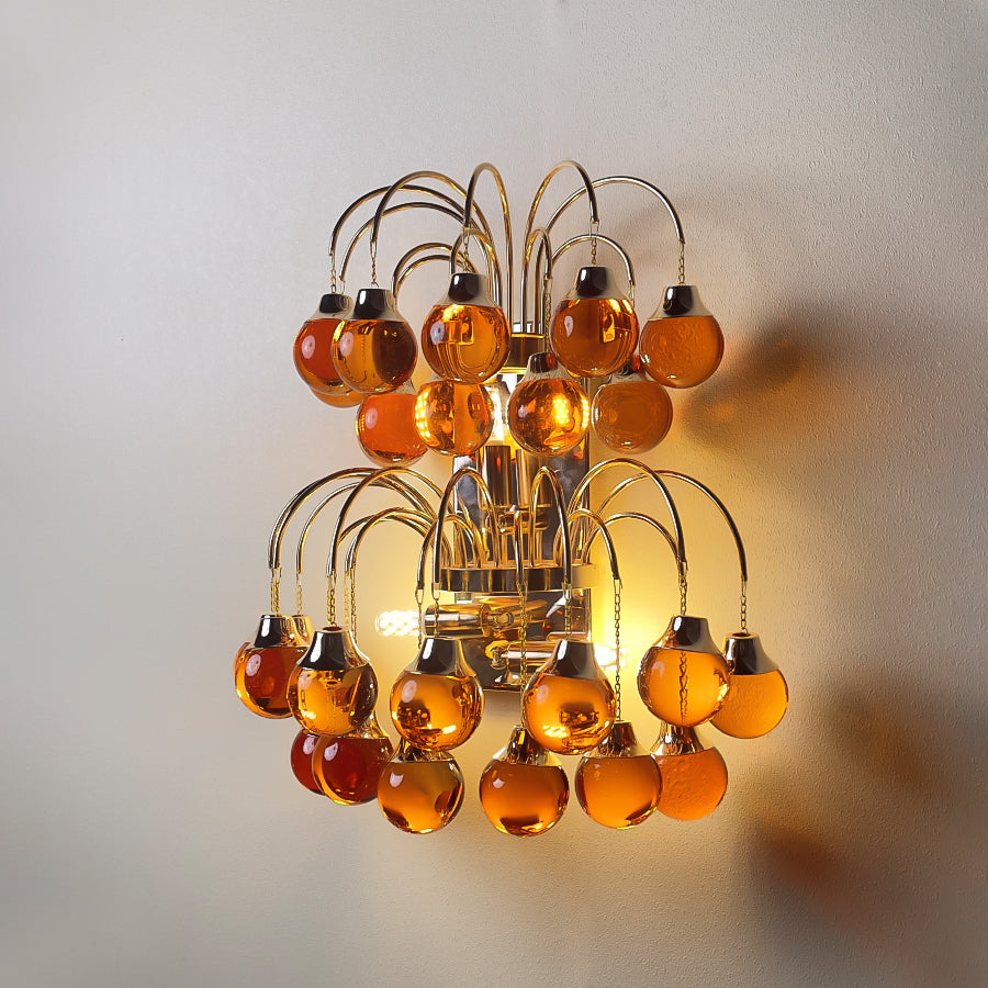 Amber Purple Crystal Teardrop Wall Sconce Pendant Light