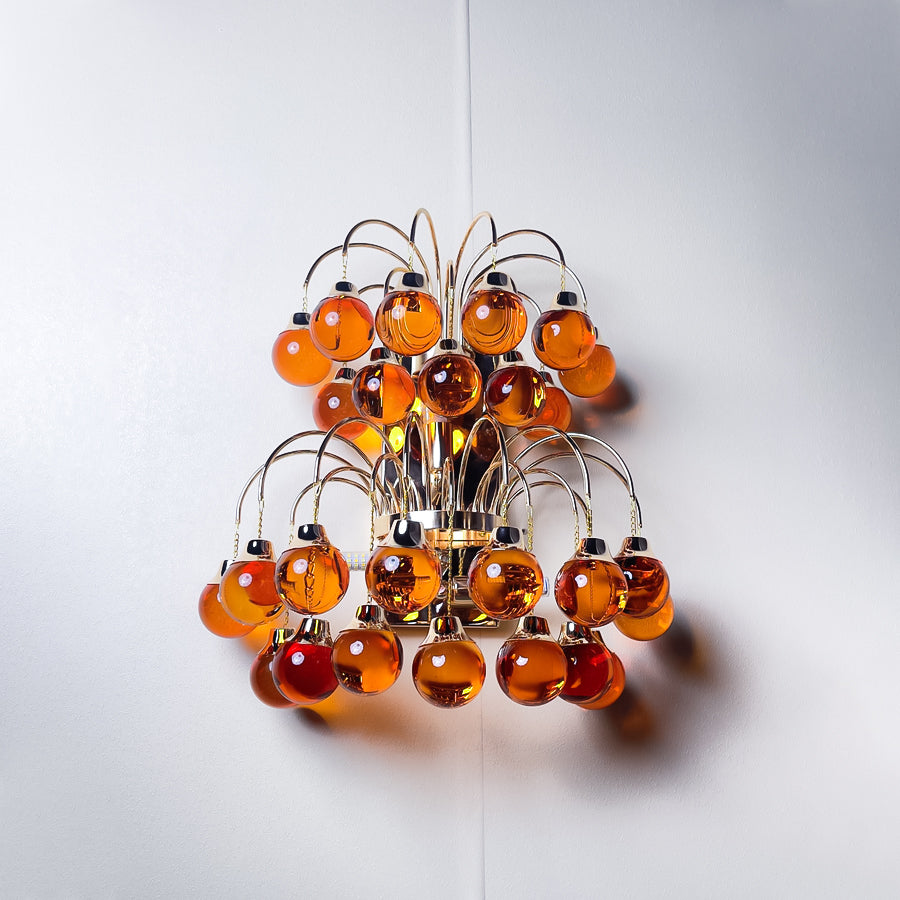 Amber Purple Crystal Teardrop Wall Sconce Pendant Light