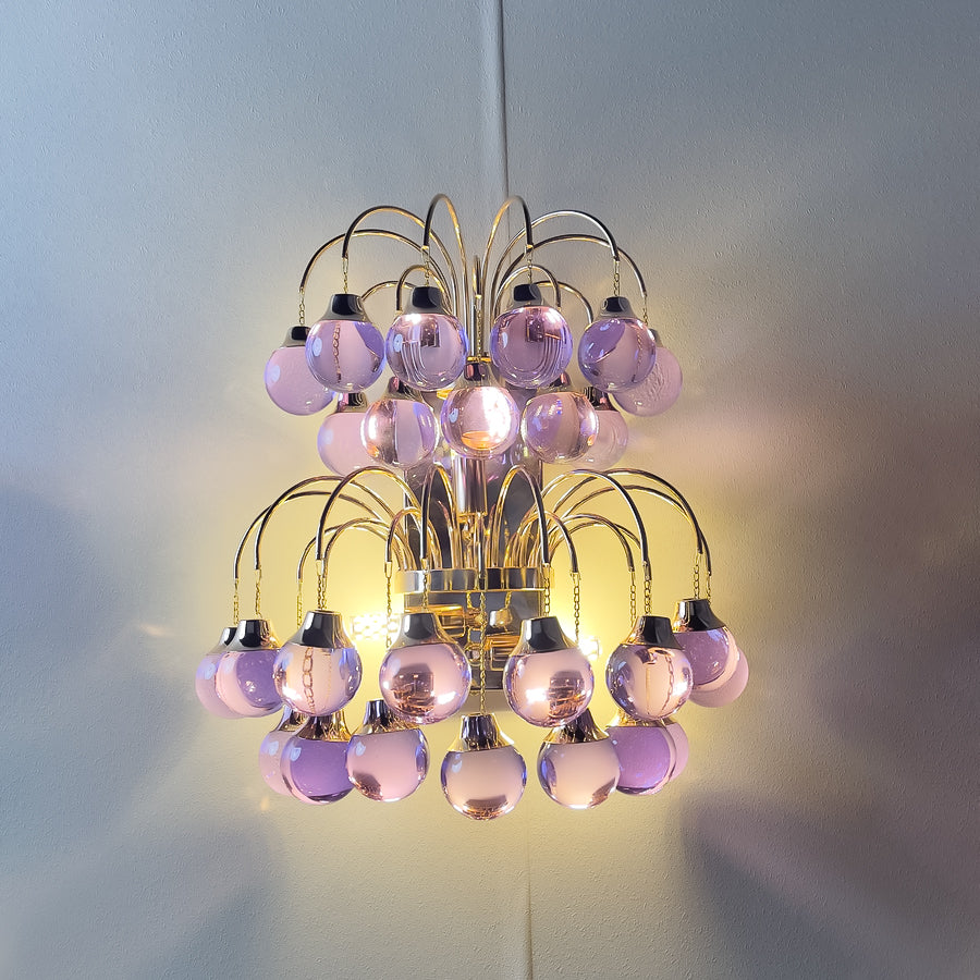 Amber Purple Crystal Teardrop Wall Sconce Pendant Light