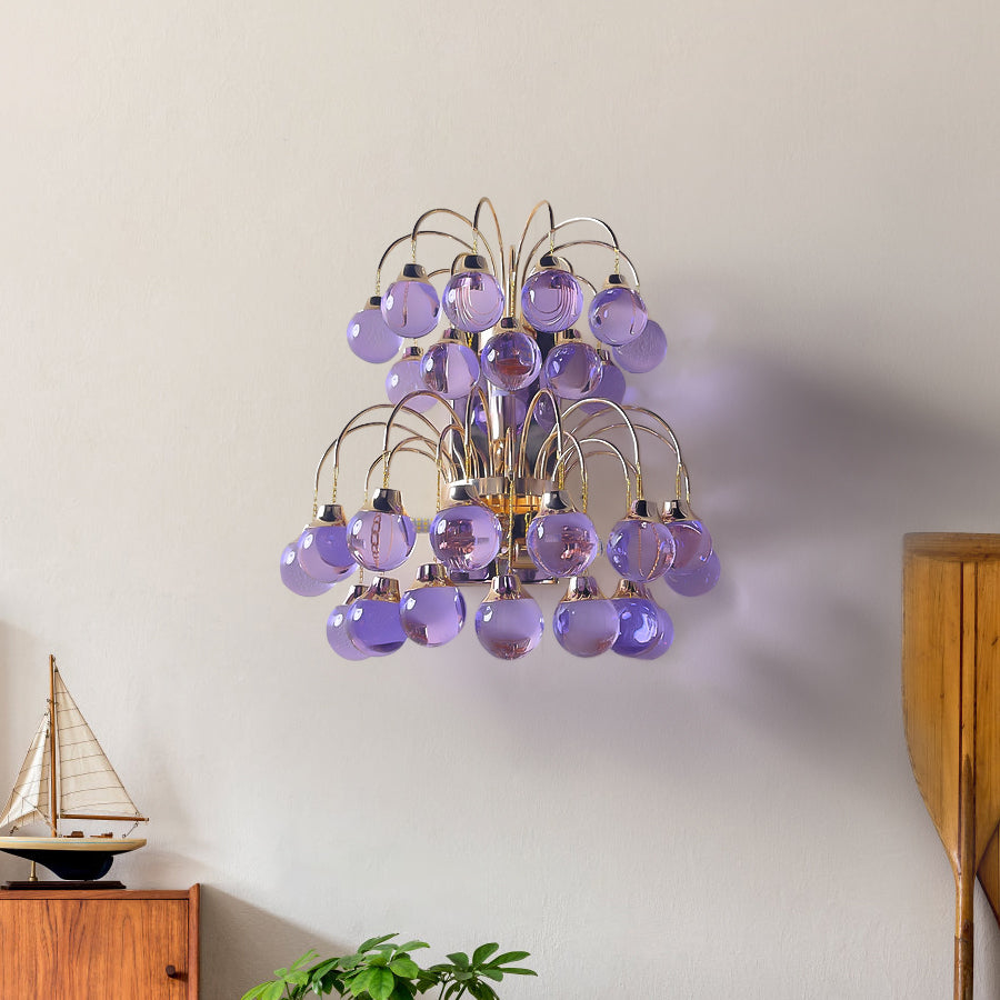 Amber Purple Crystal Teardrop Wall Sconce Pendant Light
