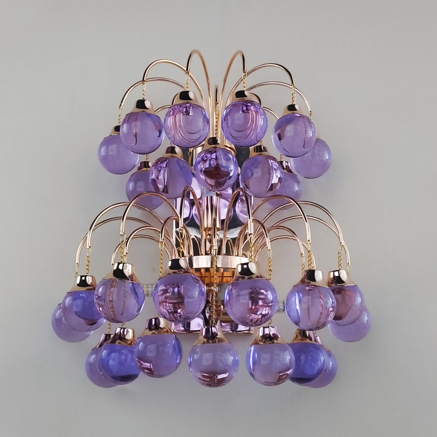 Amber Purple Crystal Teardrop Wall Sconce Pendant Light