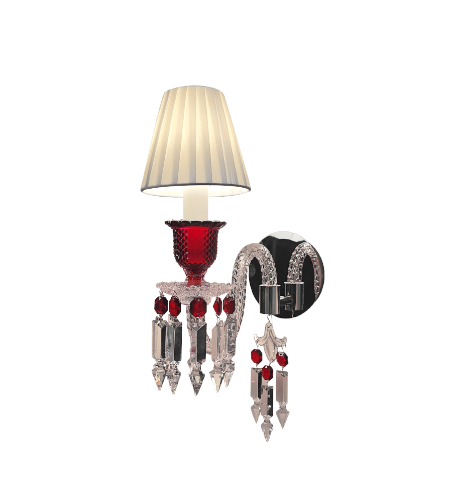 Red Crystal Wall Sconce, 1-Light, 2-Light or 3-Light