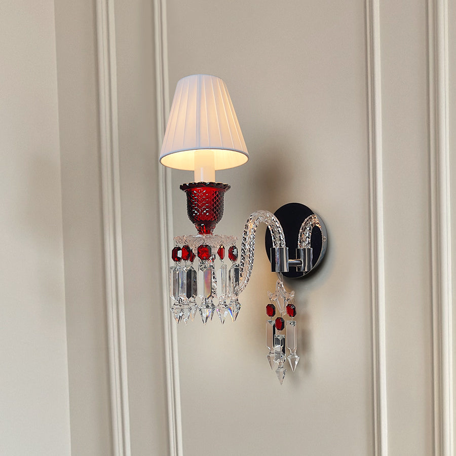 Red Crystal Wall Sconce, 1-Light, 2-Light or 3-Light