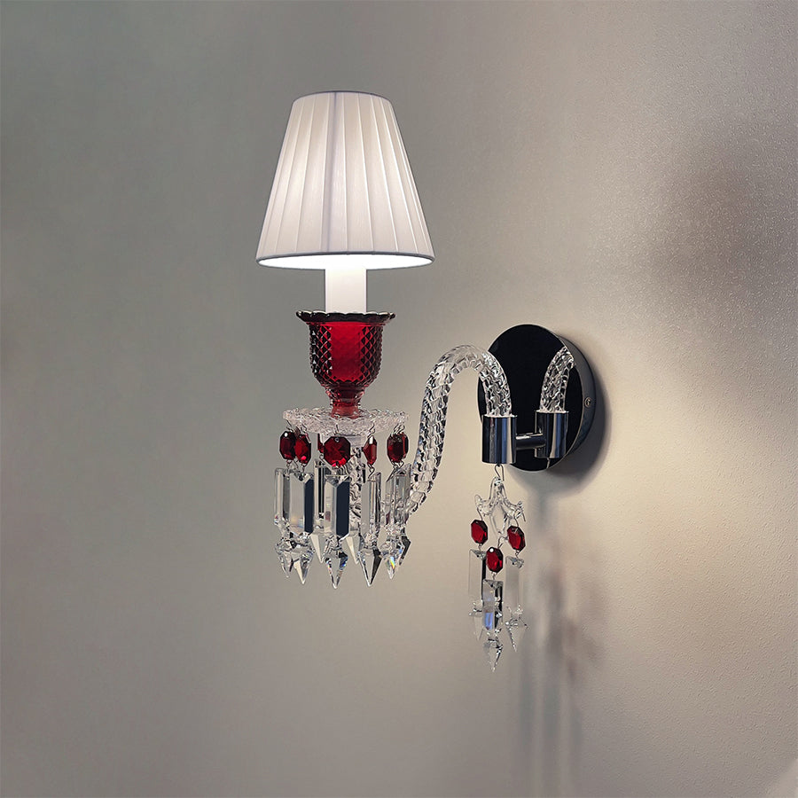 Red Crystal Wall Sconce, 1-Light, 2-Light or 3-Light