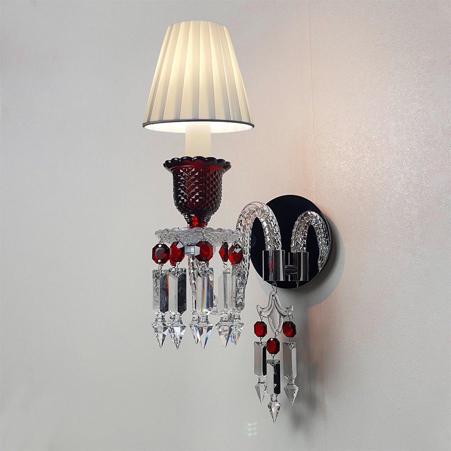 Red Crystal Wall Sconce, 1-Light, 2-Light or 3-Light