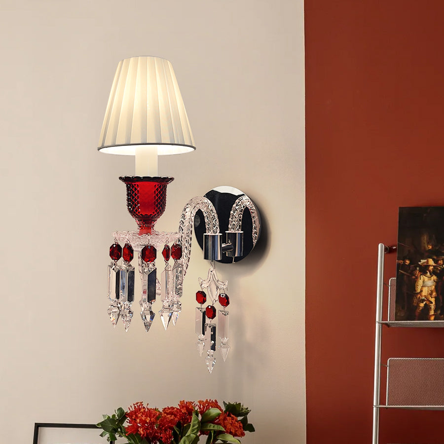 Red Crystal Wall Sconce, 1-Light, 2-Light or 3-Light