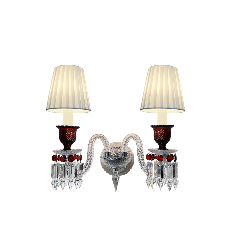 Red Crystal Wall Sconce, 1-Light, 2-Light or 3-Light