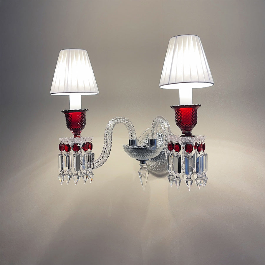 Red Crystal Wall Sconce, 1-Light, 2-Light or 3-Light