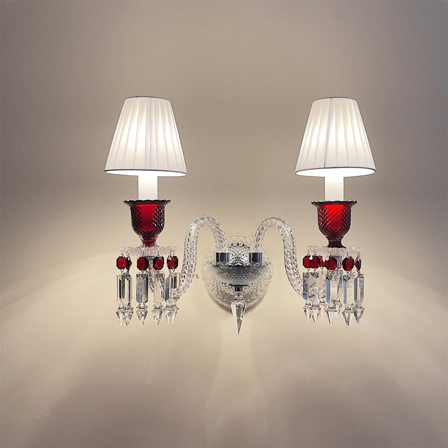 Red Crystal Wall Sconce, 1-Light, 2-Light or 3-Light