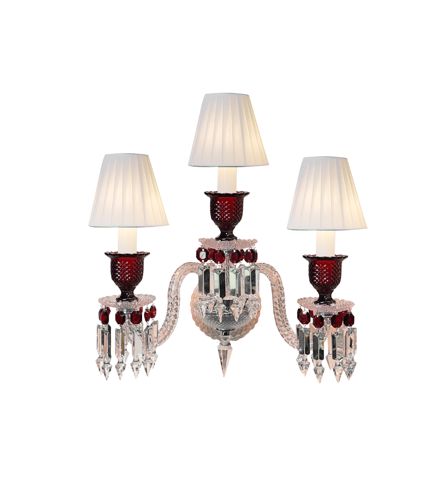 Red Crystal Wall Sconce, 1-Light, 2-Light or 3-Light