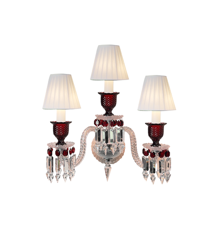 Red Crystal Wall Sconce, 1-Light, 2-Light or 3-Light