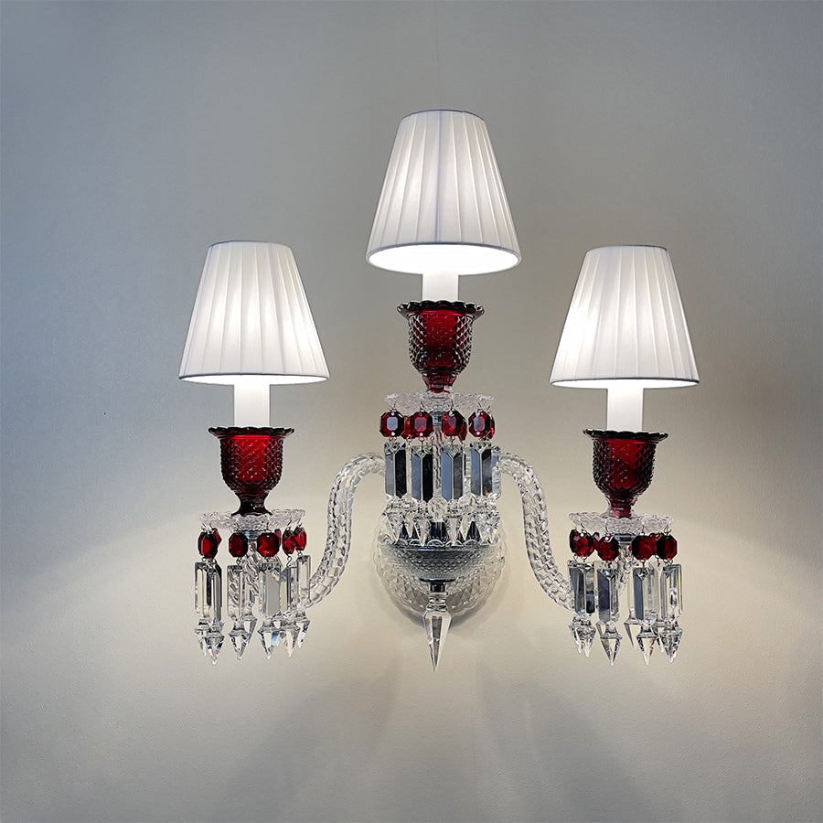Red Crystal Wall Sconce, 1-Light, 2-Light or 3-Light