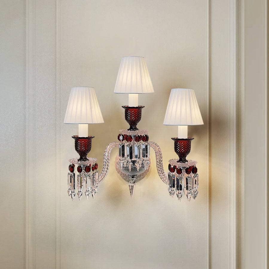 Red Crystal Wall Sconce, 1-Light, 2-Light or 3-Light