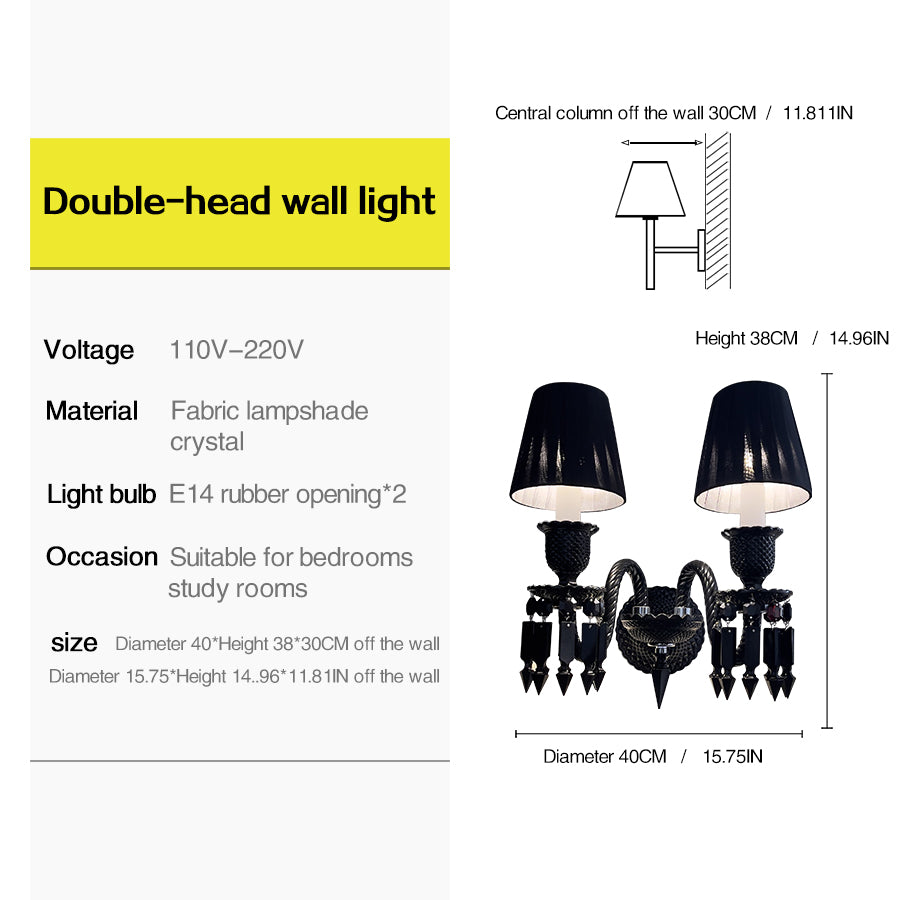 Black Wall Sconce, 2-Light or 3-Light