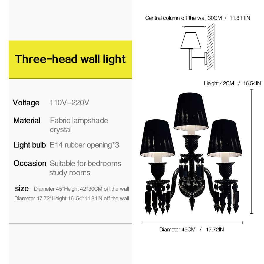 Black Wall Sconce, 2-Light or 3-Light