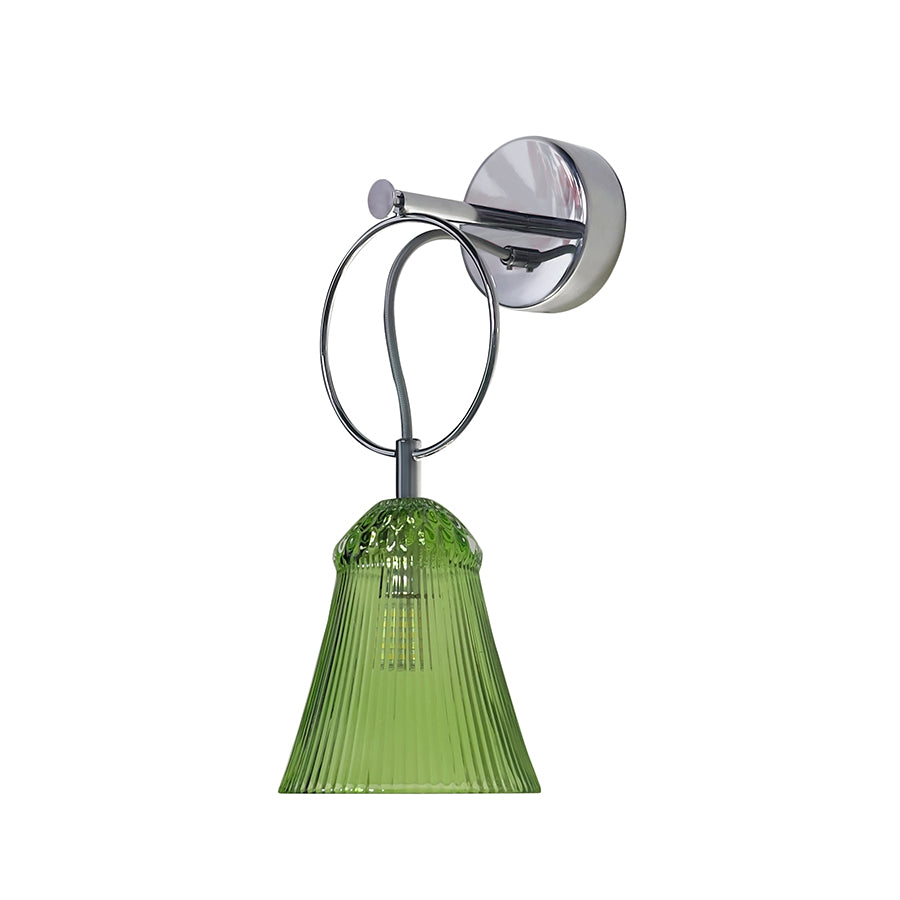 Luxury Ribbed Glass Wall Sconce – Modern Murano Style Chrome Wall Light,Green, Red, Gray, Transparent