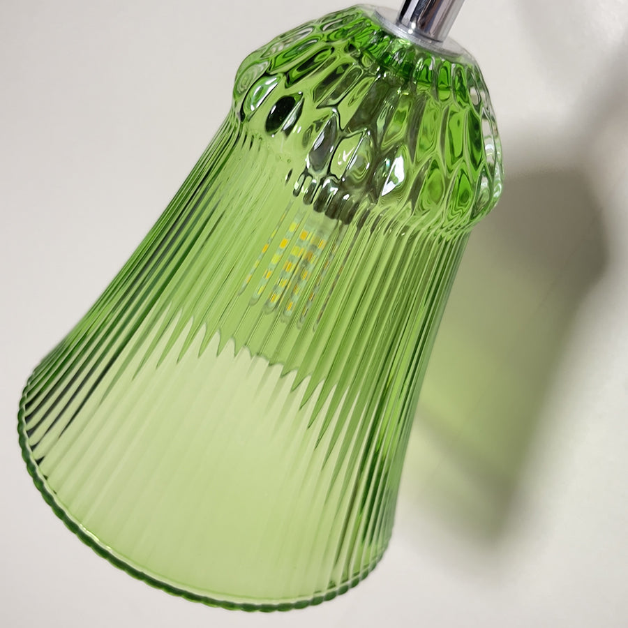 Luxury Ribbed Glass Wall Sconce – Modern Murano Style Chrome Wall Light,Green, Red, Gray, Transparent