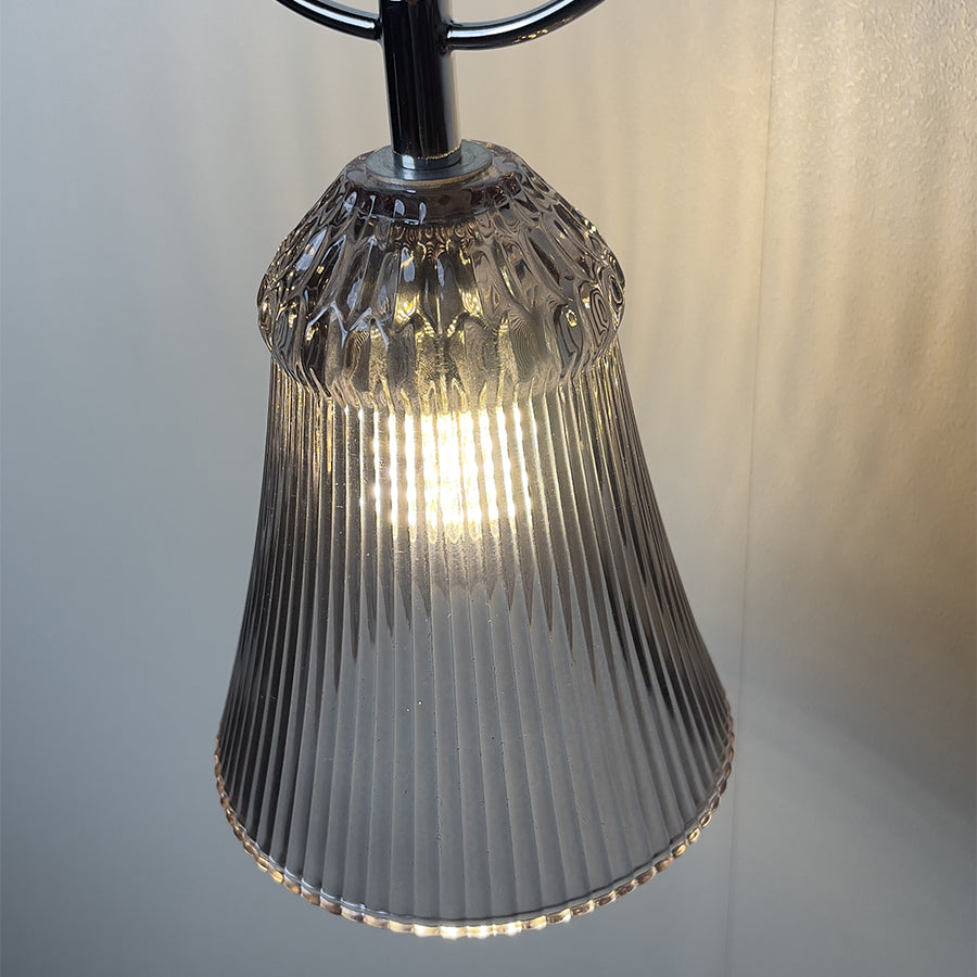 Luxury Ribbed Glass Wall Sconce – Modern Murano Style Chrome Wall Light,Green, Red, Gray, Transparent