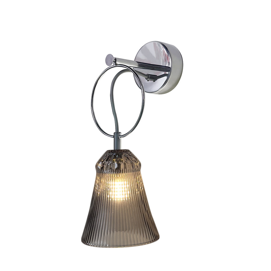 Luxury Ribbed Glass Wall Sconce – Modern Murano Style Chrome Wall Light,Green, Red, Gray, Transparent