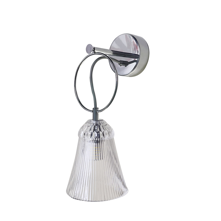 Luxury Ribbed Glass Wall Sconce – Modern Murano Style Chrome Wall Light,Green, Red, Gray, Transparent