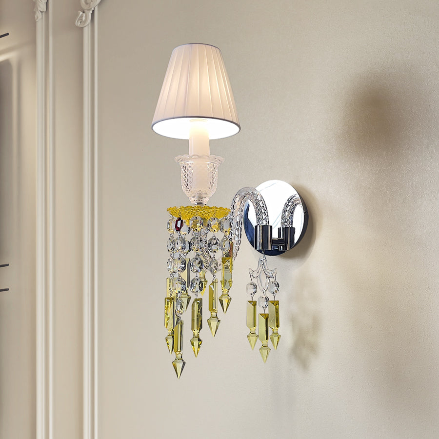 Luxury Amber Crystal Wall Sconce with Gold Finish