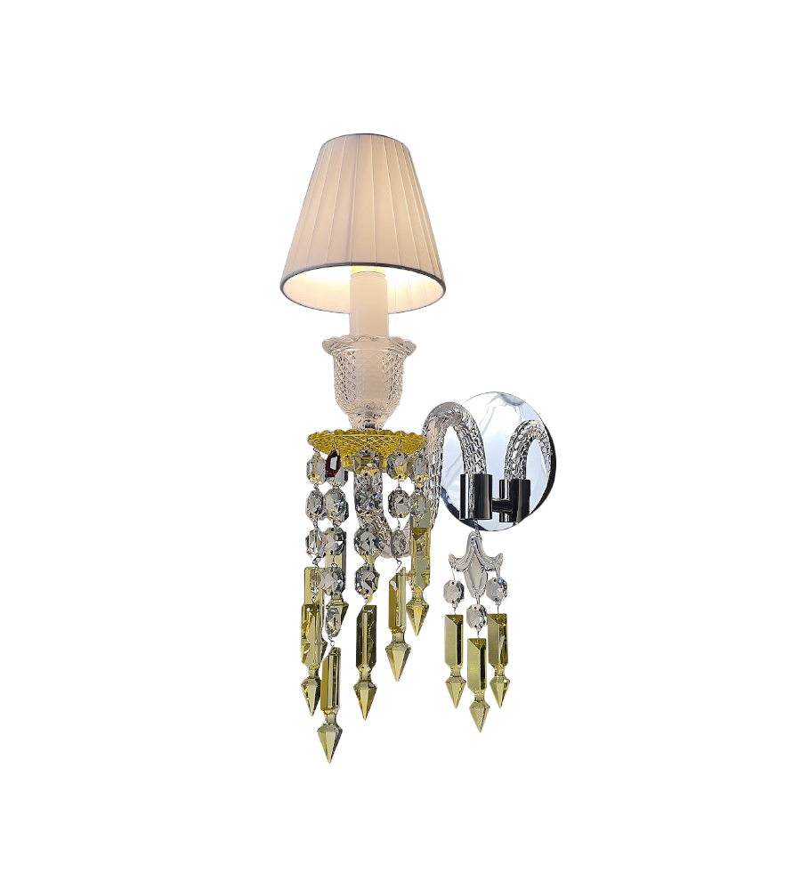 Luxury Amber Crystal Wall Sconce with Gold Finish