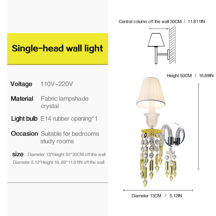 Luxury Amber Crystal Wall Sconce with Gold Finish