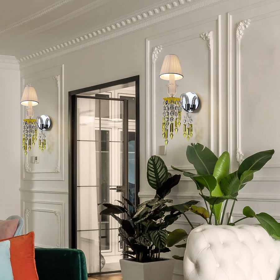 Luxury Amber Crystal Wall Sconce with Gold Finish