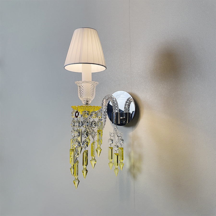 Luxury Amber Crystal Wall Sconce with Gold Finish