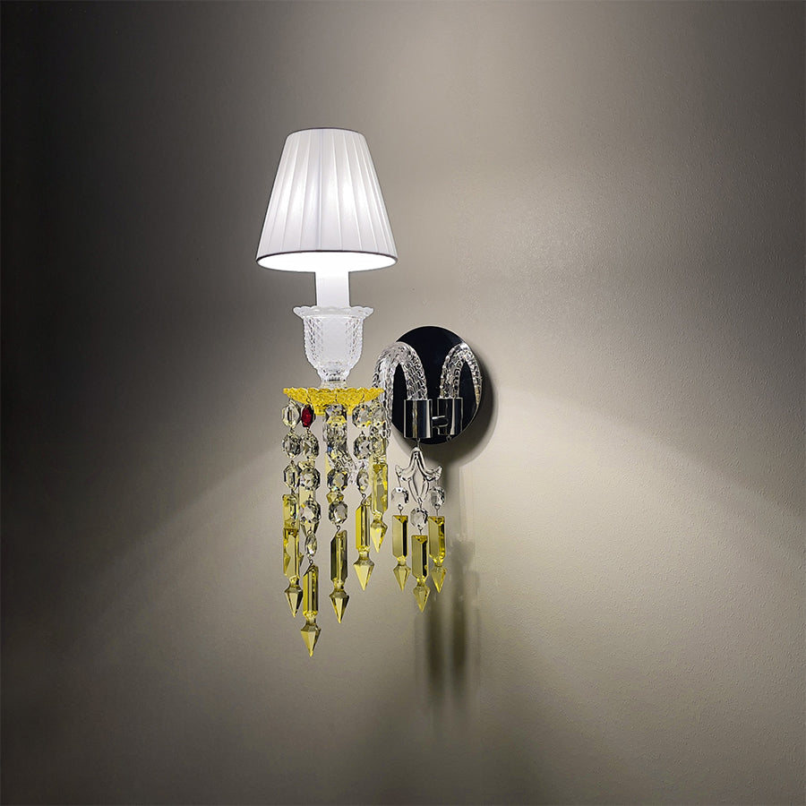 Luxury Amber Crystal Wall Sconce with Gold Finish