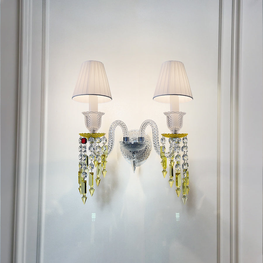 Luxury Amber Crystal Wall Sconce with Gold Finish