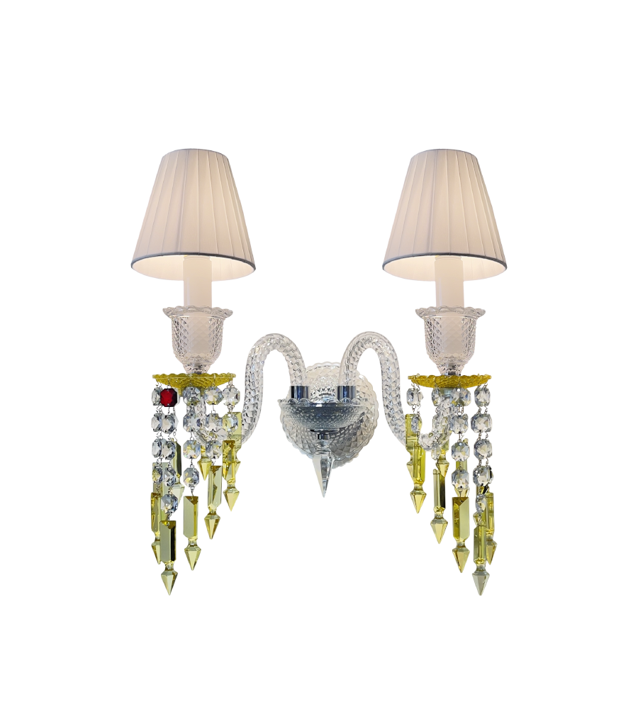 Luxury Amber Crystal Wall Sconce with Gold Finish