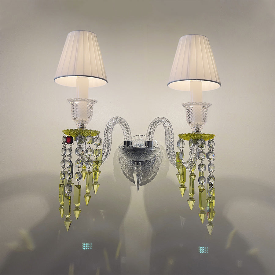 Luxury Amber Crystal Wall Sconce with Gold Finish