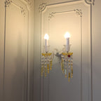 Luxury Amber Crystal Wall Sconce with Gold Finish