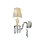Luxury Crystal Wall Sconce with Pleated Fabric Shade – 1/2/3 Light Bedroom & Living Room Wall Light