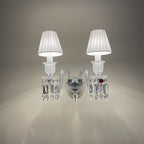 Luxury Crystal Wall Sconce with Pleated Fabric Shade – 1/2/3 Light Bedroom & Living Room Wall Light