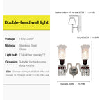 Luxury Crystal Double Wall Sconce with Textured Glass Shades