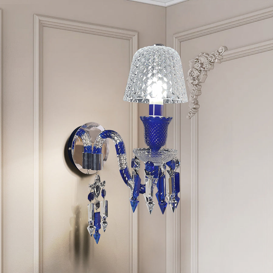 Luxury Blue Crystal Mesh Wall Sconce – 1-Light, 2-Light or 3-Light