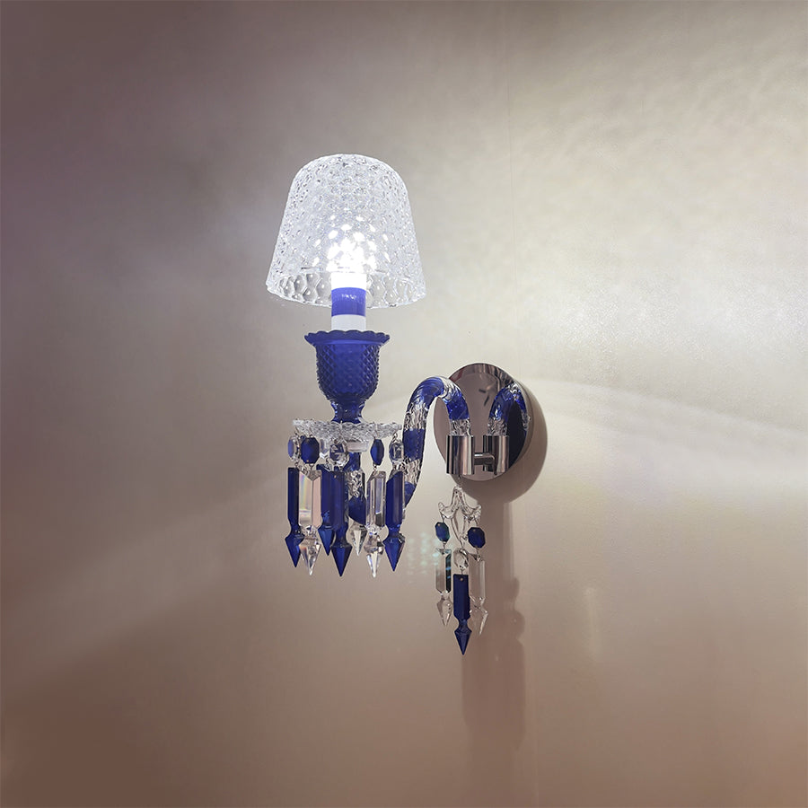 Luxury Blue Crystal Mesh Wall Sconce – 1-Light, 2-Light or 3-Light