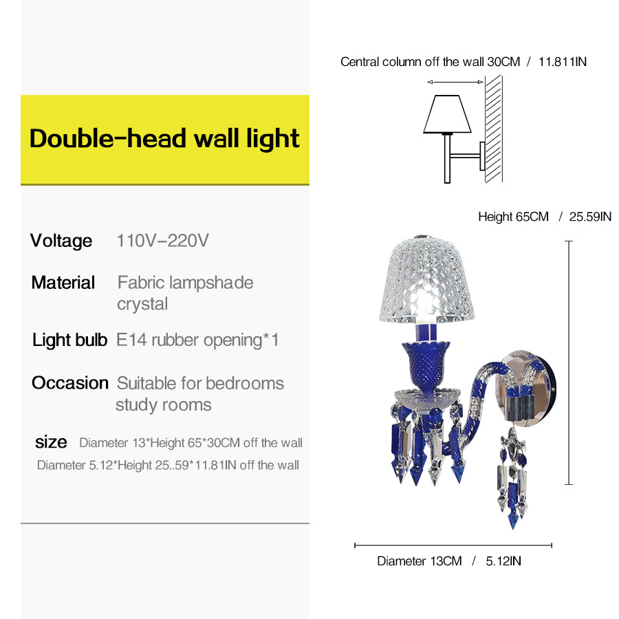 Luxury Blue Crystal Mesh Wall Sconce – 1-Light, 2-Light or 3-Light